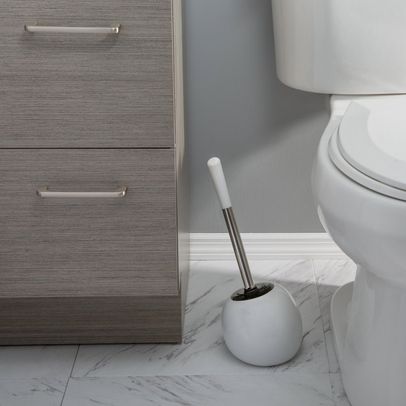 Paquet de 2 brosses de toilette en céramique pour salle de bain et support Bath Bliss, Blanc