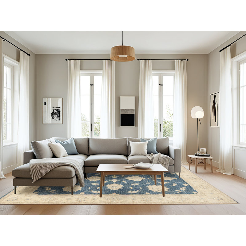 Tapis décoratif bleu oriental Eggers, Rectangle 8 pi x 10 pi