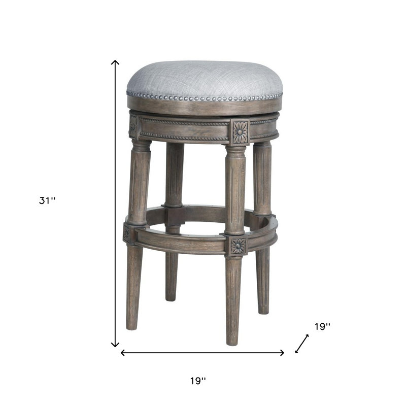 Chaise de bar pivotante 31 po en bois massif gris