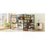 Lit mezzanine double avec lumière DEL et station de charge, lit mezzanine en métal avec bureau et escalier, lit mezzanine avec garde-robe-1407358010