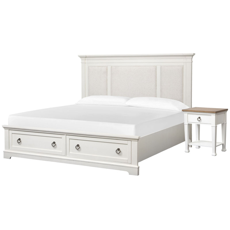 Très grand lit avec panneau de rangement Gelinas California, 3 Pcs: Bed, 2 Nightstands, Très grand californien