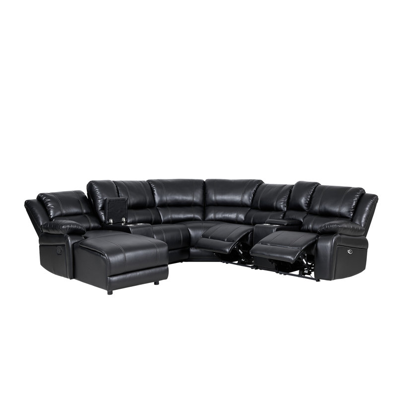 Yates 114.5" Wide Faux Leather Left Hand Facing Reclining Corner Sectional