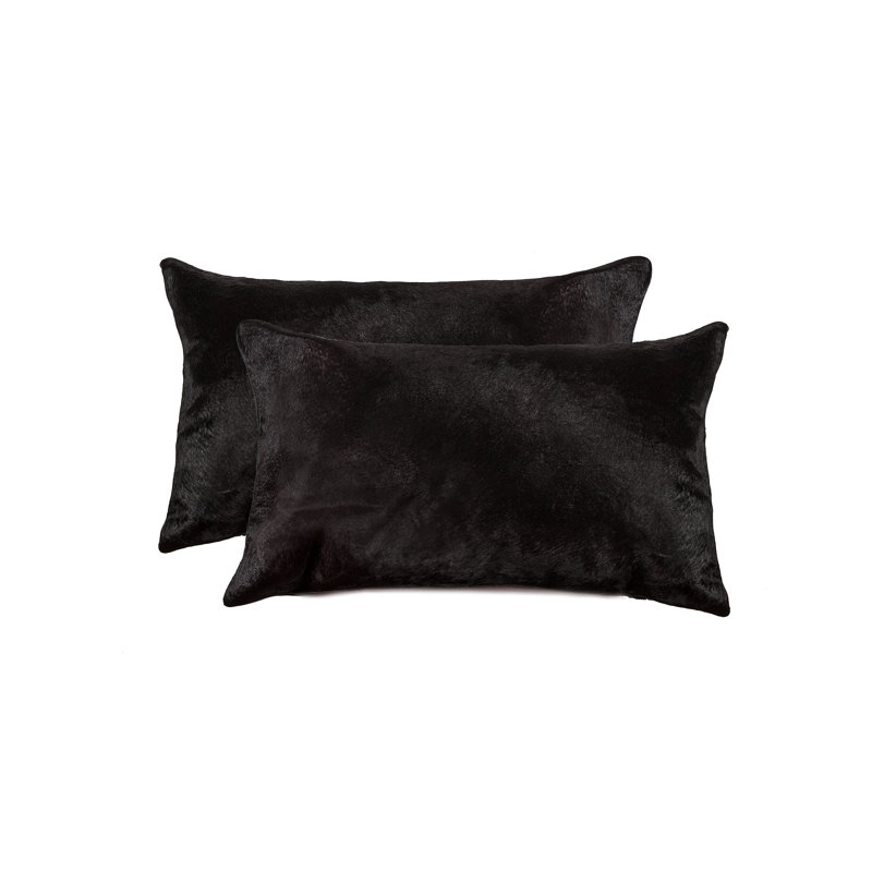  (Ensemble de deux) Coussin lombaire en peau de vache 12 "X 20", Noir