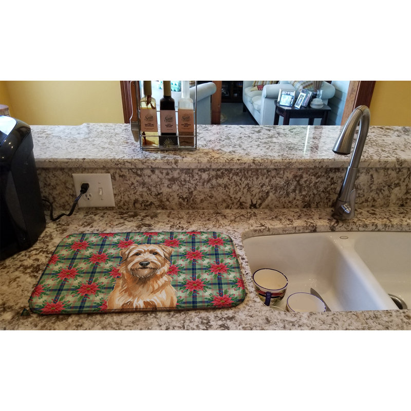 Tapis de séchage Tawny Briard Christmas PoinsettIas