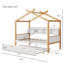 Lit simple blanc en bois avec structure en bois originale, lit gigogne simple et bibliothèque pour enfants ou chambre d'amis
