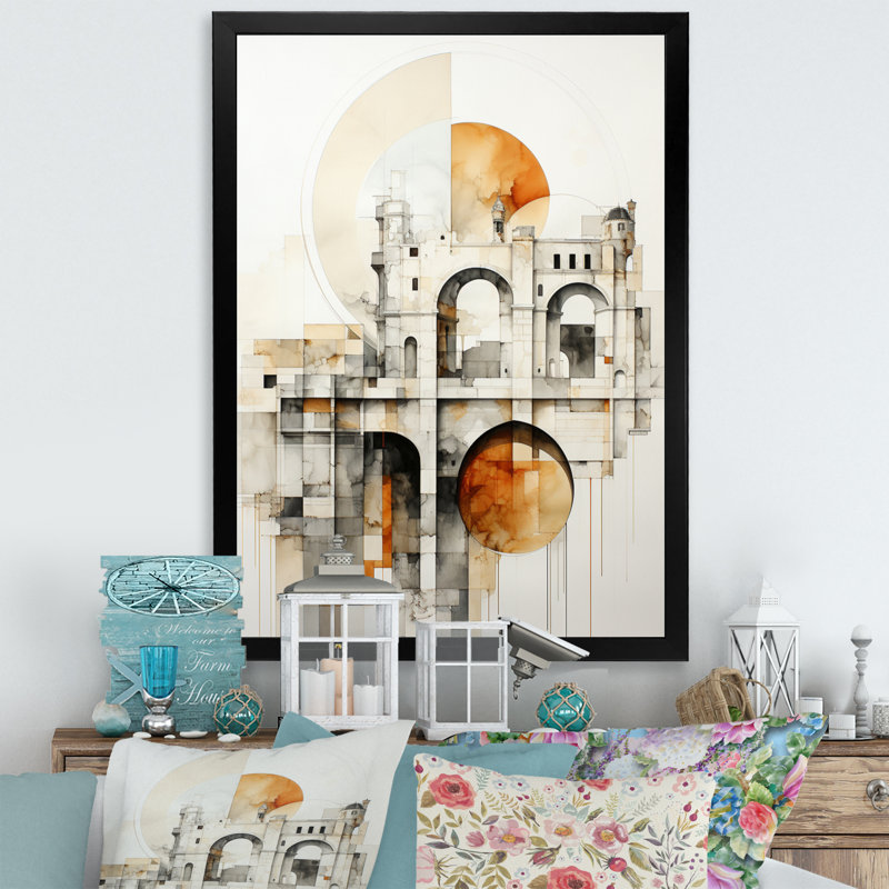 Impression sur toile Grey Bridge Minimalistic II - Cityscapes, Cadre photo noir, H 40 po x l 30 po x P 1,5 po