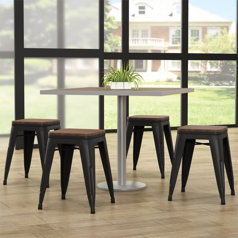 Avikrit Counter Stool with Steel Frame, Black