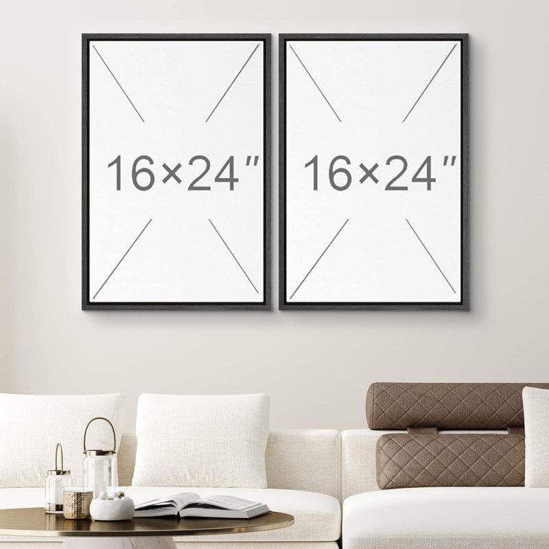 Ensemble de 2 reproductions encadrées sur toile, Noir, H 24 po x l 32 po x P 1,5 po