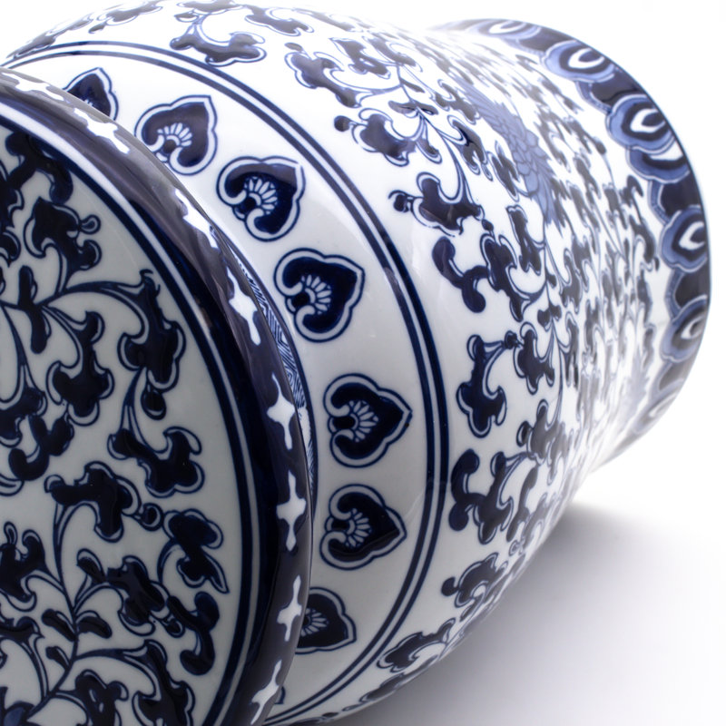 Blue Garden 16" / 18" Lotus Floral Ceramic Podium Decorative Garden Stool