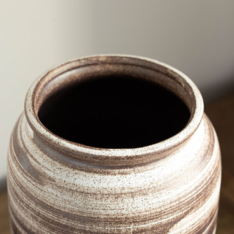 Poterie rustique 11 po en céramique rustique vintage pour le salon, la salle à manger ou la table de chevet, Brun
