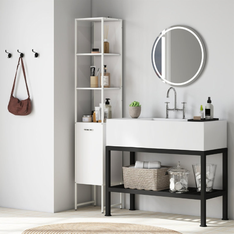 Engineered Wood Freestanding Bathroom Cabinet, White