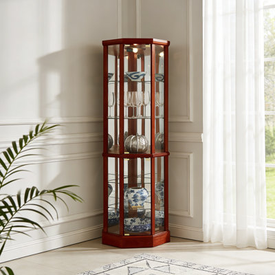 Vitrine de coin éclairée 6 tablettes