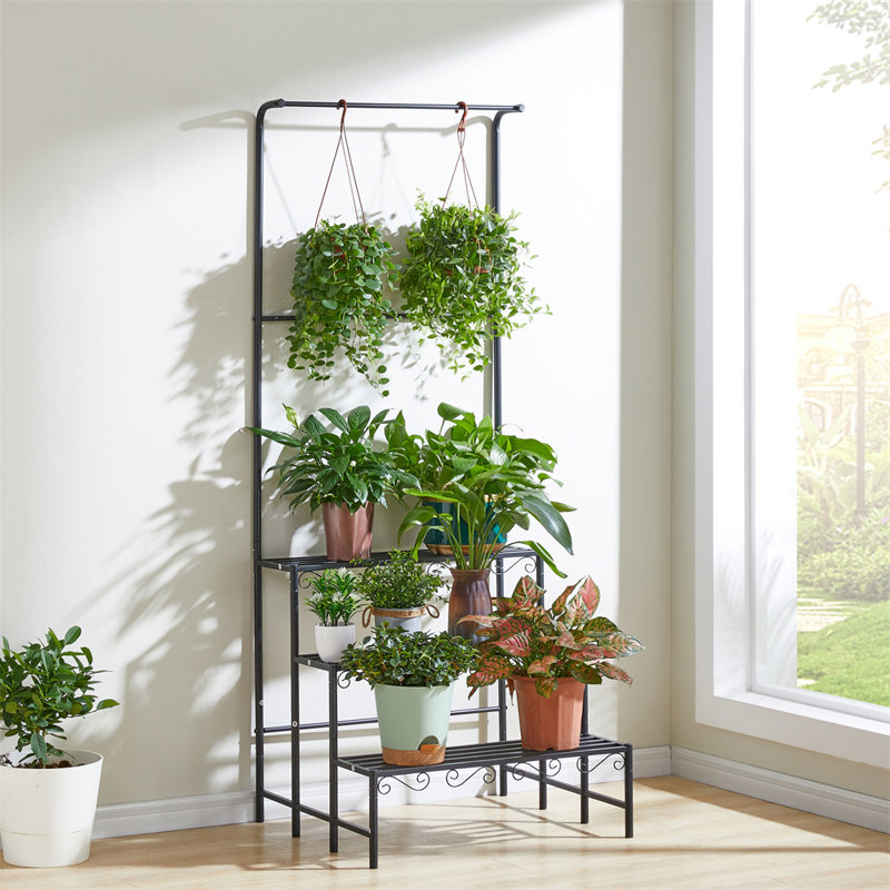 Support à plante avec tablettes suspendues