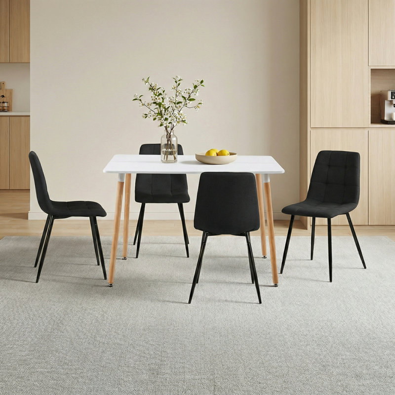 4 - Person Dining Set, Black, White