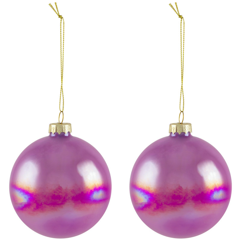 Shiny Glass Ball Christmas Ornaments - 3" (80Mm) - 6Ct, Pink/Purple/Peach