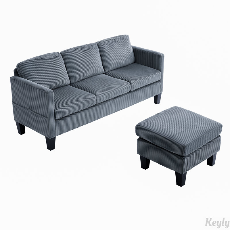 L-Shaped Sofa with Ottoman, Gray