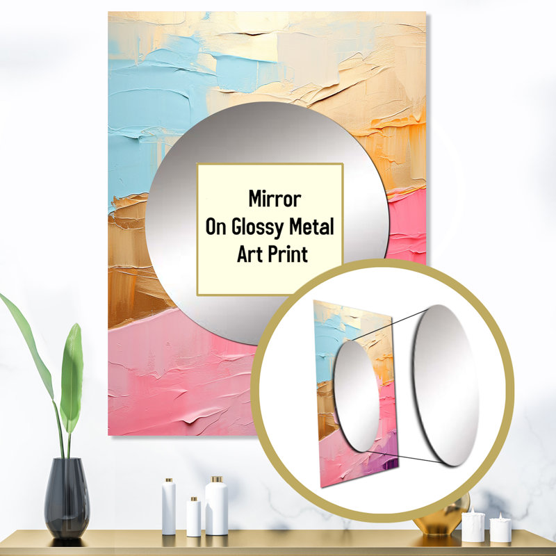 Latecia Minimalisme Chassant Rainbows I - miroir décoratif arc-en-ciel, grand miroir mural traditionnel, impression d'art en métal