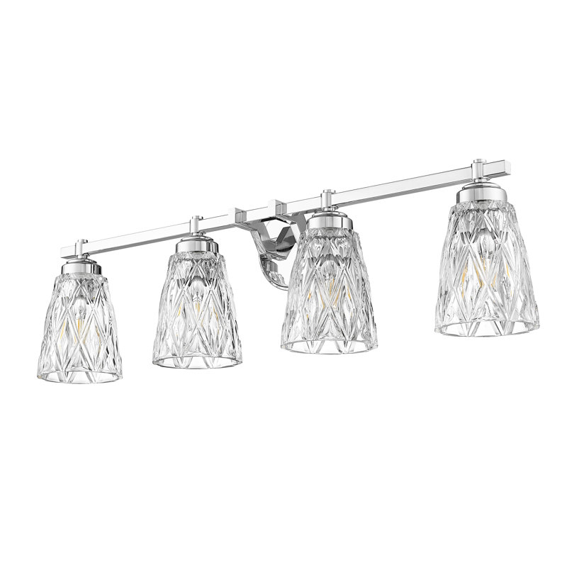 Meuble-lavabo 4 lumières Andree, H 9 po x l 32 po x P 6,25 po, Chrome chrome, Quatre lumières