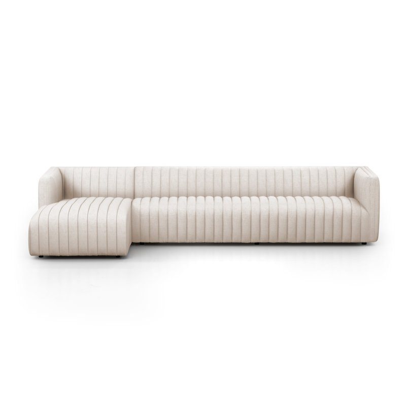 Augustine Chaise Sectional, Dover Crescent Velvet, 26" H X 105" W X 64" D, Right Hand Facing