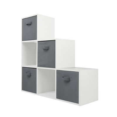 Jane 6 Box Staircase Shelf with 4 Baskets