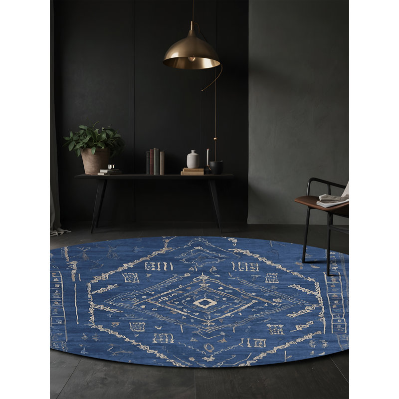 Machine Washable Gray Area Rug, Round 7'