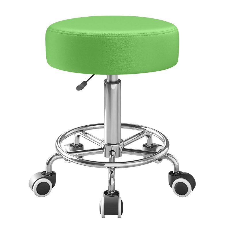 Tabourets à roulettes en similicuir, Vert