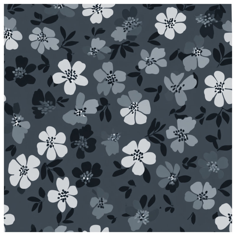 Édredon à motif floral moderne, Édredon très grand, White/Black/Gray Floral