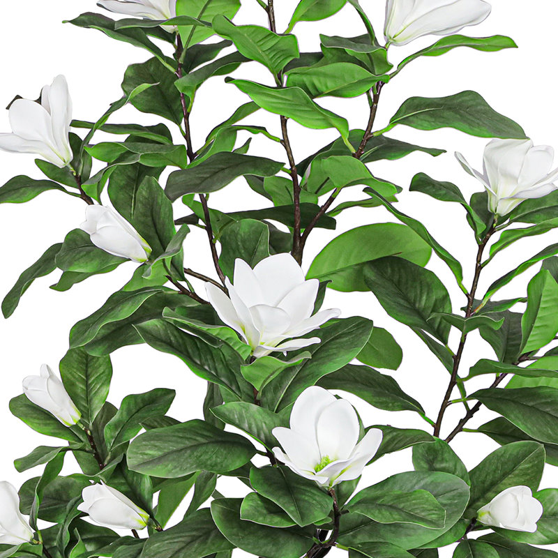 Artificial Magnolia Flower Tree in Pot, White