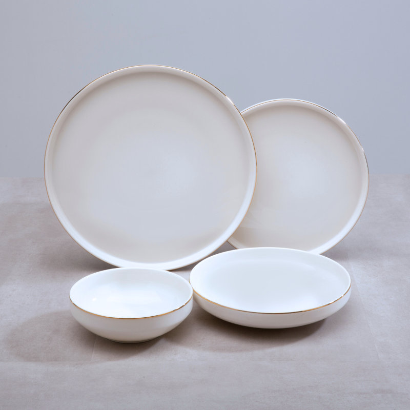 24 Piece Porcelain China Dinnerware Set - Service for 6