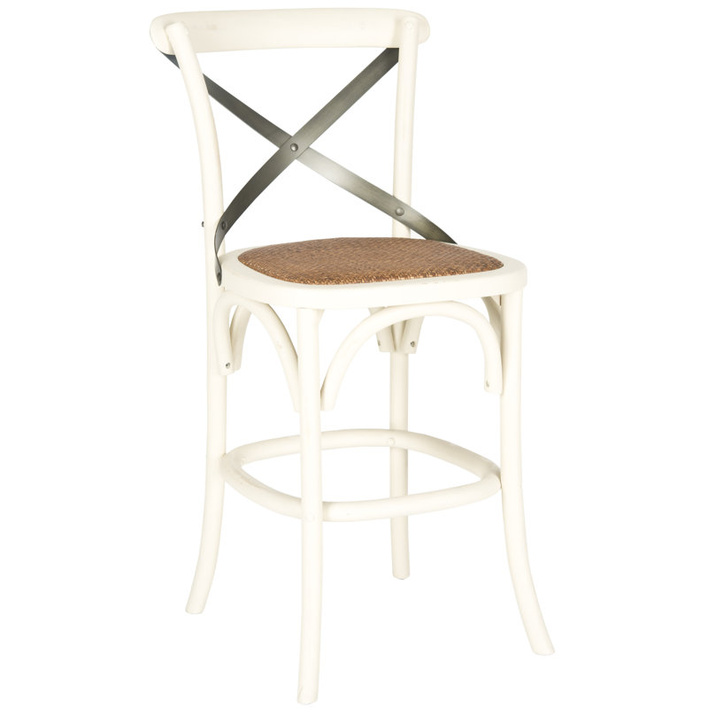 Tabouret Franklin, Blanc antique, Tabouret de comptoir (siège d'une hauteur de 24,2, Gris
