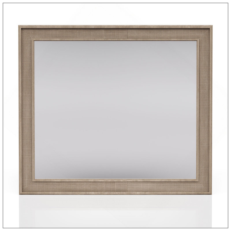 Miroir en bois de couleur sable, durable et élégant, parfait pour un décor moderne et traditionnel, 40 po x 40 po, Carrée