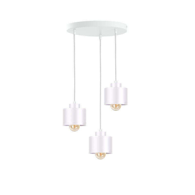Baylon 3 - Light Drum Pendant, White, White