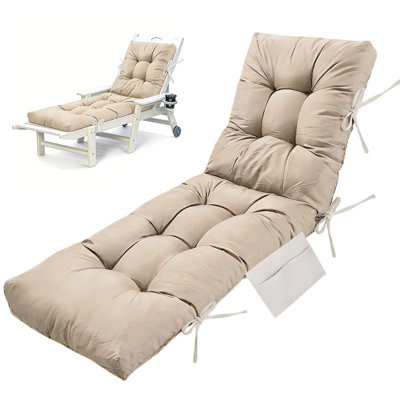 Coussin de chaise longue pour l'extérieur, coussins de siège imperméables de 67 po x 22 po x 4 po pour meubles de patio, coussin de salon long et épais, avec sangles, sac, pour causeuse en osier