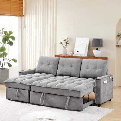 Canapé-lit modulaire inclinable 78,75 po - Lit escamotable, USB / Tape-C, rangement pour accoudoirs et poches latérales