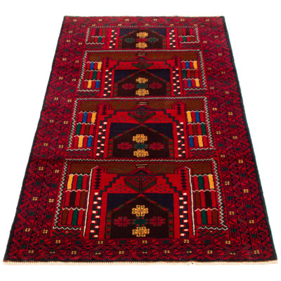 Kaior One-of-a-Kind 3'6" X 6'10" New Age Wool Area Rug in Dark Red