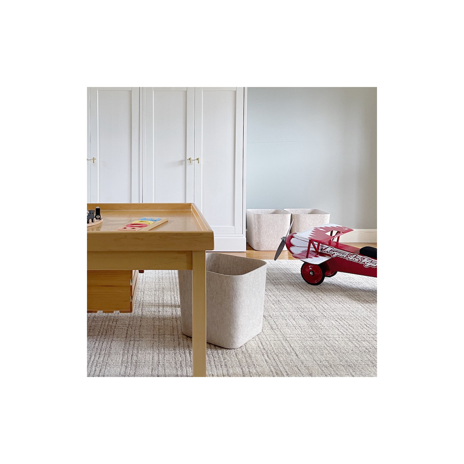 Sculpted Felt Storage Bin, Beige