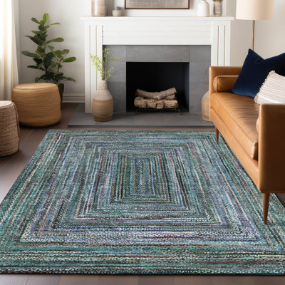 Machine Washable Indoor/Outdoor Xhevrie ACN1725 Teal 10' x 14' Rug