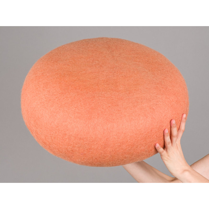 48cm Wide Round Solid Colour Pouffe Ottoman, Salmon