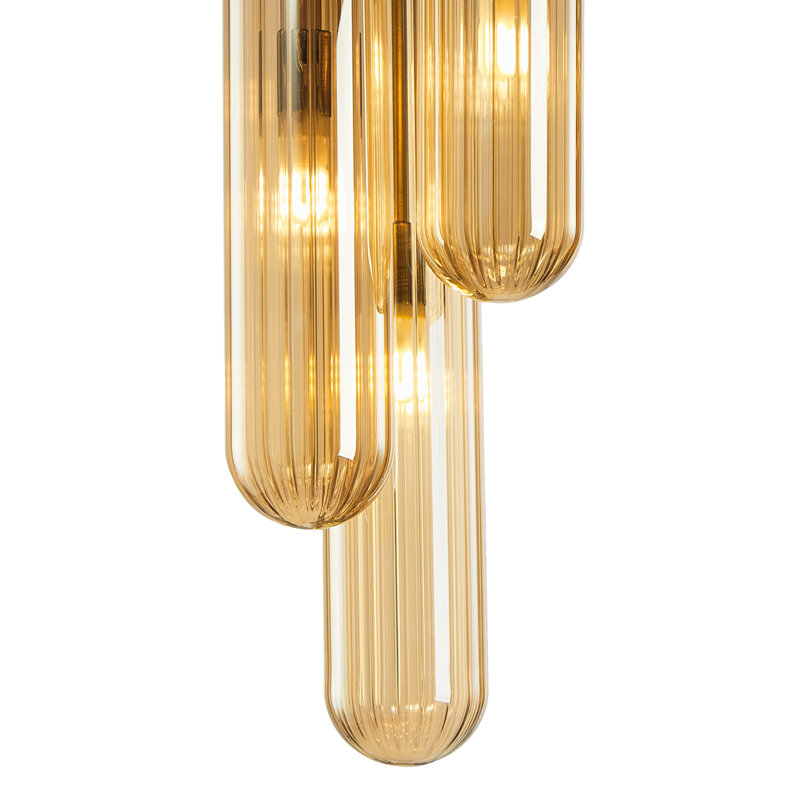 Pax Glass Flush Ceiling Light, Gold 