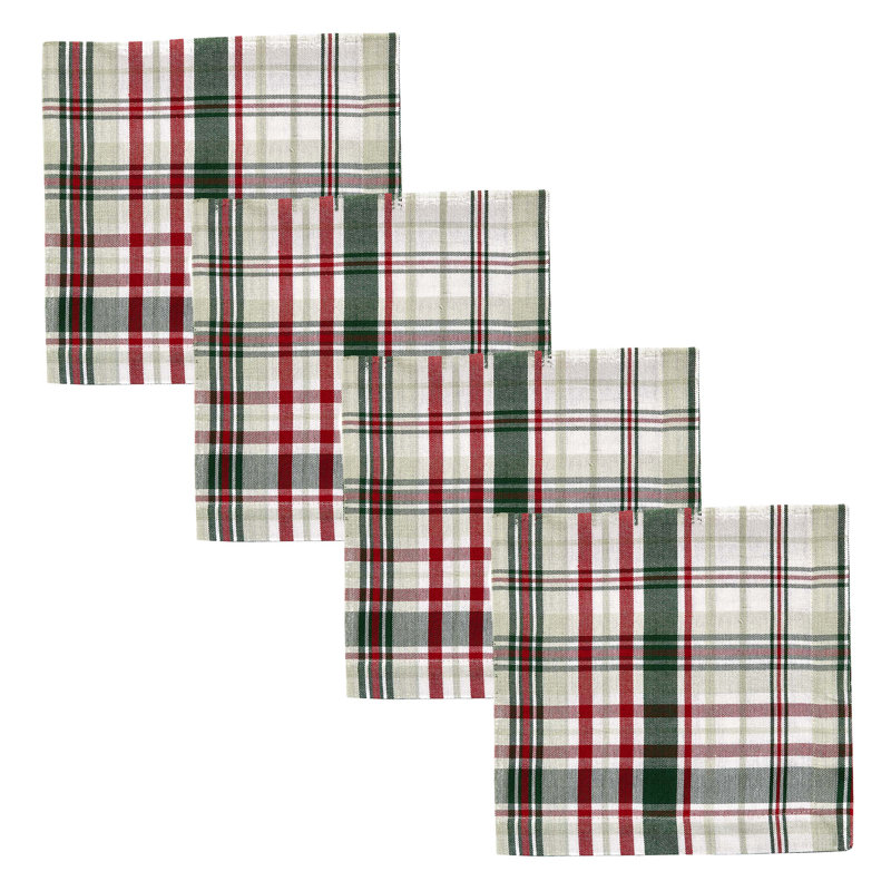  Berry Frost Plaid Green Napkin Set Of 4