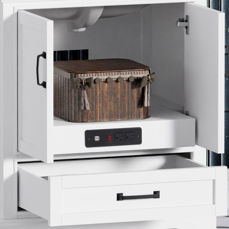 Meuble-lavabo simple 30 po avec plateau en marbre de Carrare Rhoda, pré-assemblé