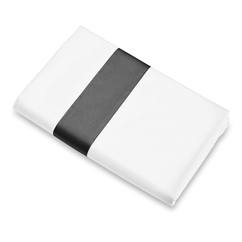 Aida Flat Sheet, King Flat Sheet, White/Lead Gray