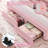 Velvet Upholstered Storage Kids Platform Bed with LED Lights-2079413572-2071430729