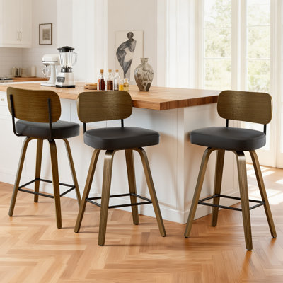 26" Swivel Upholstered Counter Height Bar Stool