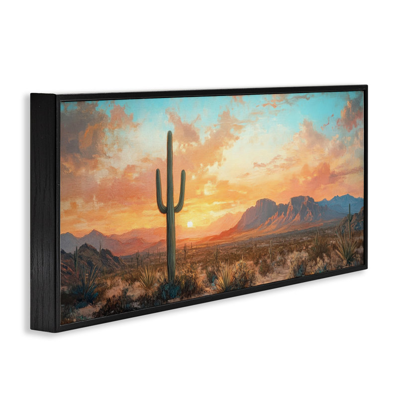 Giclée encadrée par Western Sunset Canyon, design par Petal Prints Design, H 10 po x l 24 po, Giclée encadrée noir minuit