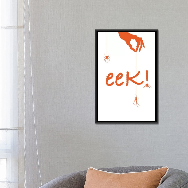Eek! Impression sur toile tendue, H 26 po x l 18 po x P 1,5 po, Toile avec cadre flottant noir, Pas de tapis