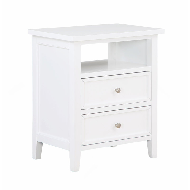 Table de chevet 2 tiroirs blanche