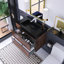 30 po W Meuble-lavabo mural à simple cuve avec lavabo noir-106950519