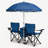 Folding Outdoor Chair Set for 2 with Umbrella for Beach Lawn and Camping