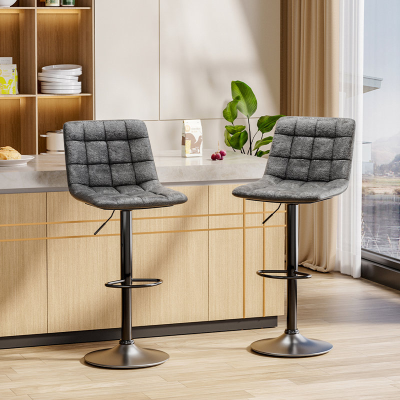 Tacna Upholstered Adjustable Height Counter Stool with Metal Frame